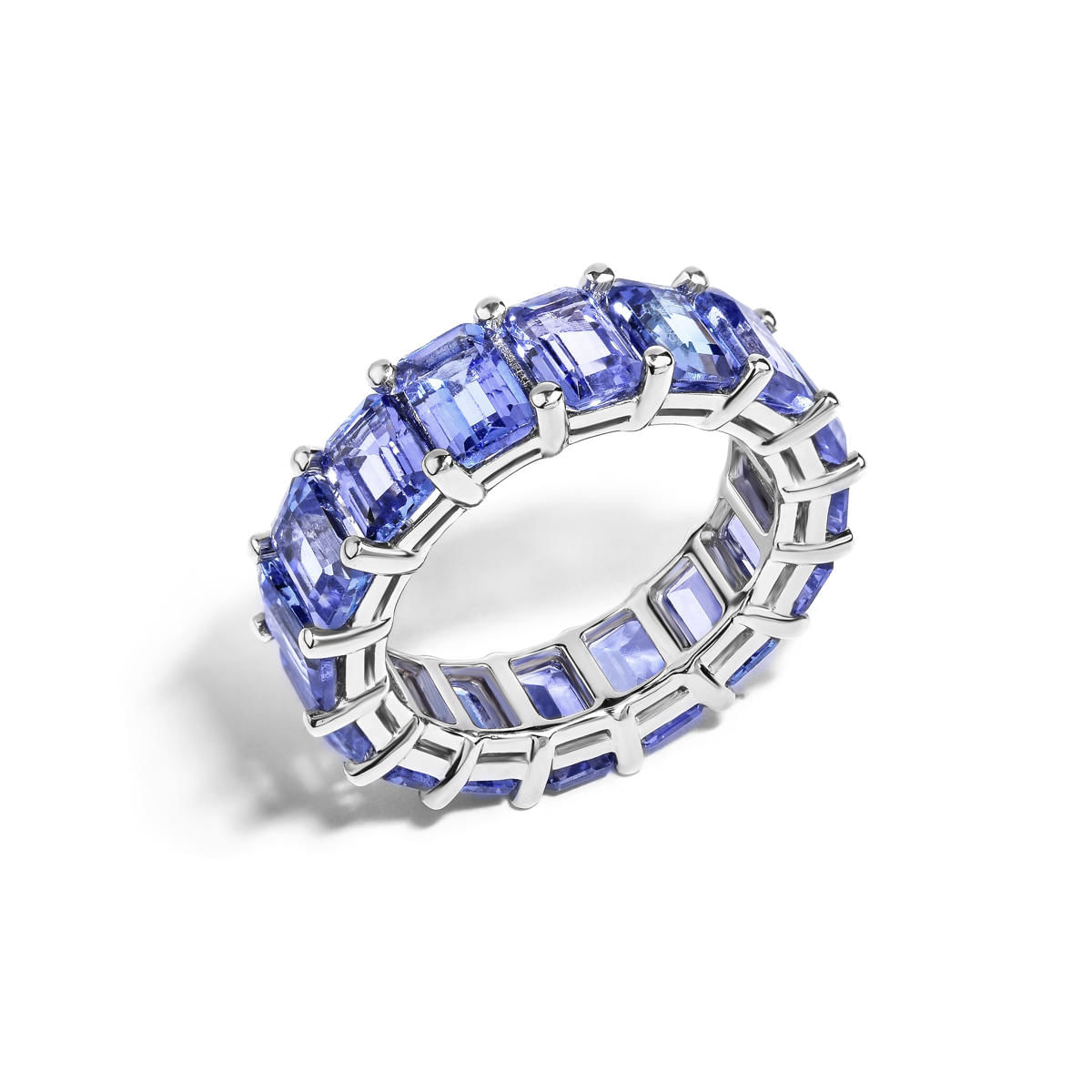 Anel em ouro branco com tanzanita - Emerald Cut