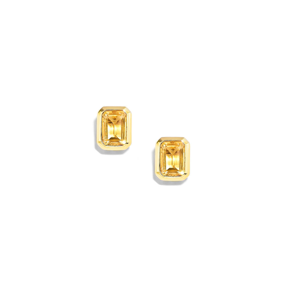 Brinco em ouro amarelo com citrinos - Emerald Cut