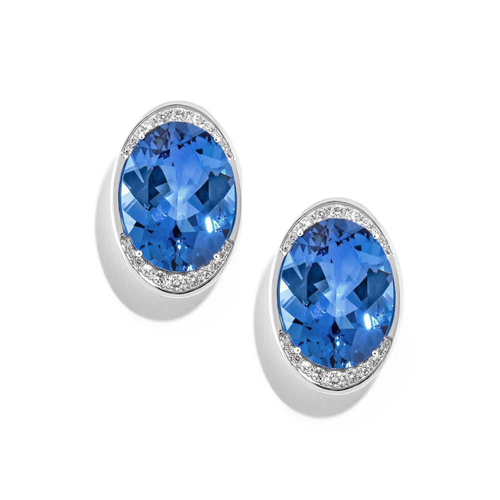 Brinco em ouro branco com turmalinas London e diamantes - Eclipse