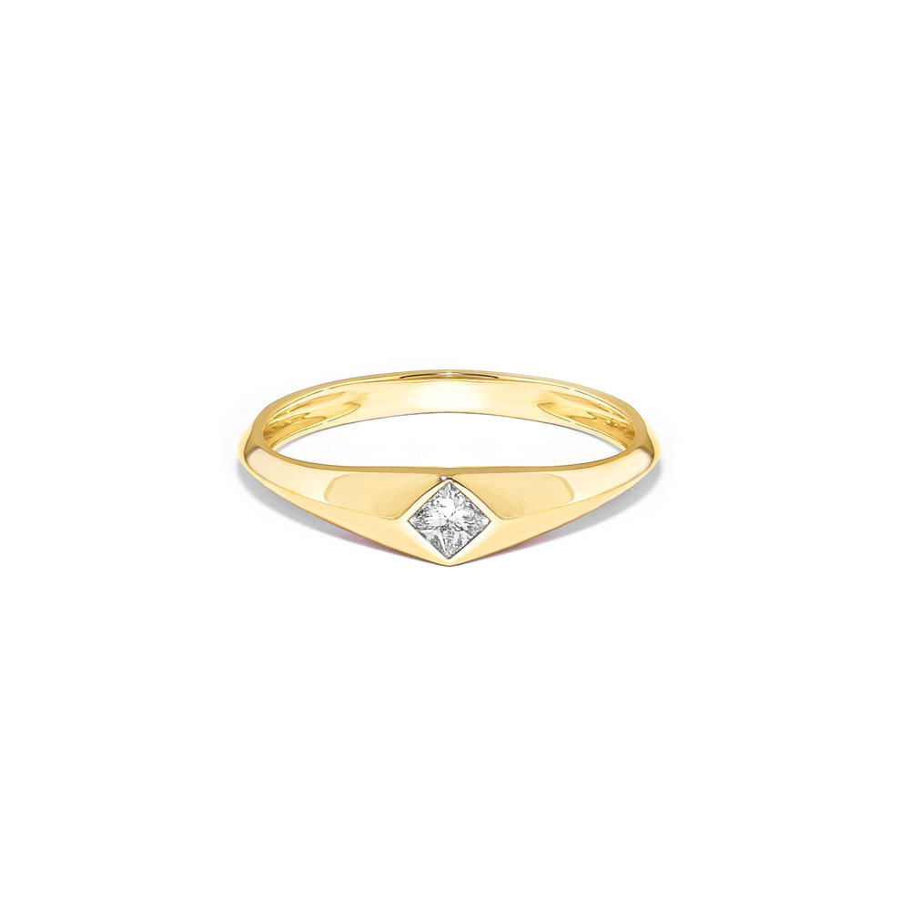 Anel em ouro amarelo com diamantes - Pinky Ring